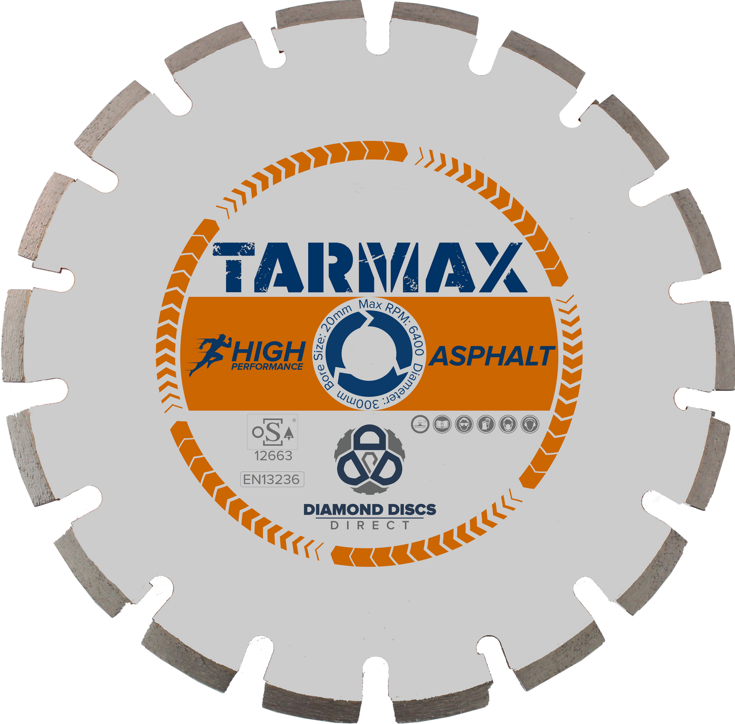 Tarmax 300mm- 450mm (12''-18") Laser-Welded Diamond Cutting Blade | 20mm or 25.4mm Bore for Asphalt & Tarmac | OSA-Certified