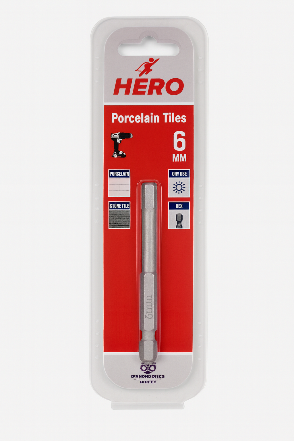 Hero 6mm Porcelain Tile Drill (hex shank)